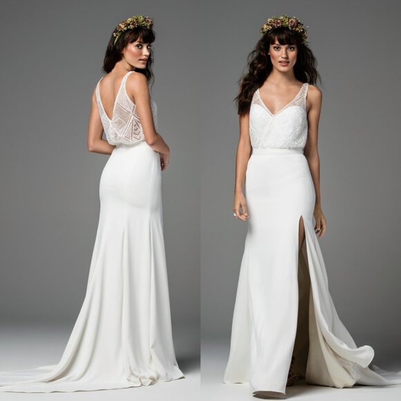 Willowby by Waters Beaded Ivory Boho Wedding Dress - Keziah Top Nikkie Skirt